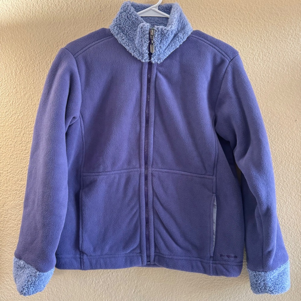 Patagonia Synchilla Fleece Jacket Womens Medium Purple Full Zip Sherpa Trim Med